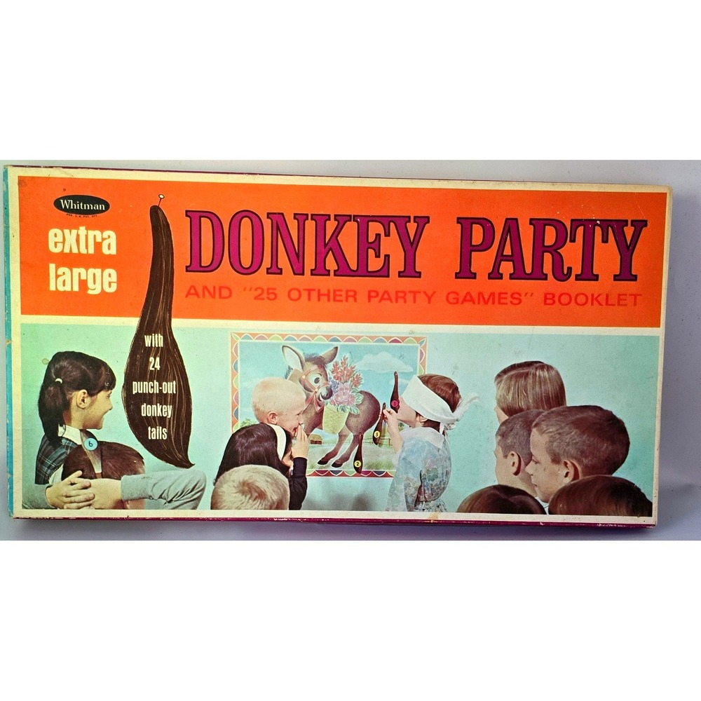 Vintage Whitman Donkey Party Birthday Game #4631 XL Poster 24 Tails Complete MCM